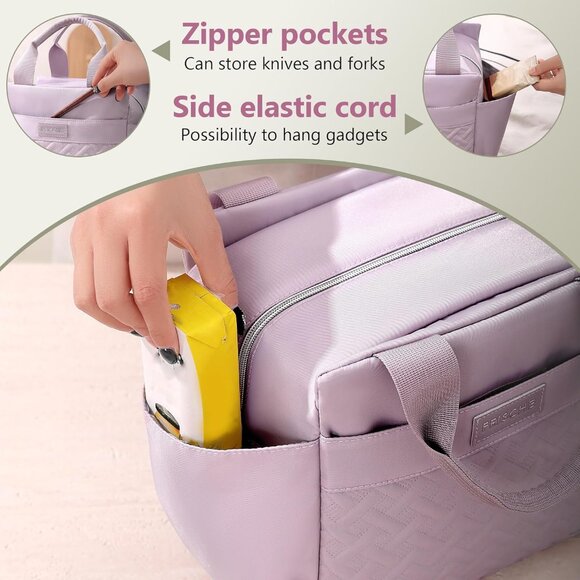 Insulated Lunch Bag for Women- 11L Leakproof Work Lunch Box with Bottle Holder a - Picture 4 of 7